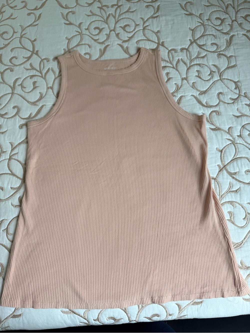 Nine West Sleeveless Ribbed Tank in Light Peach